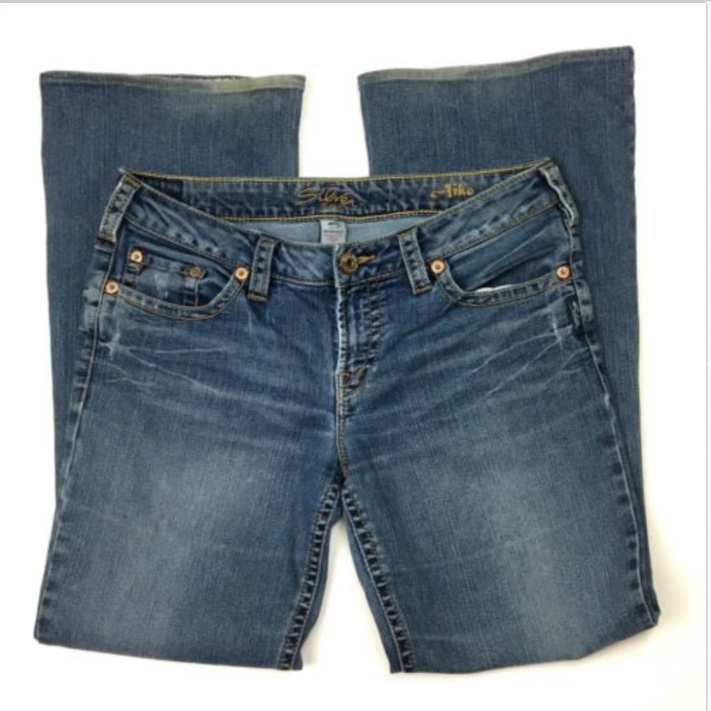 Silver Womans Aiko Flare Jeans Size 32 Dark Wash